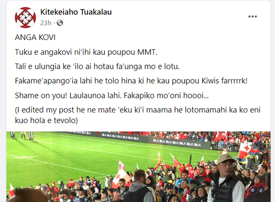 Tongan broadcaster and journalist Kite Tu’akalau posts in Tongan